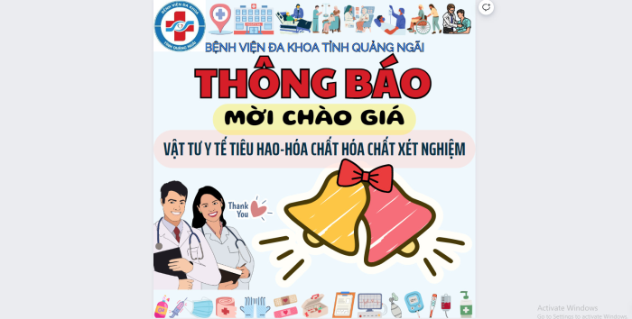 THÔNG BÁO V/v mời chào giá vật tư y tế tiêu hao